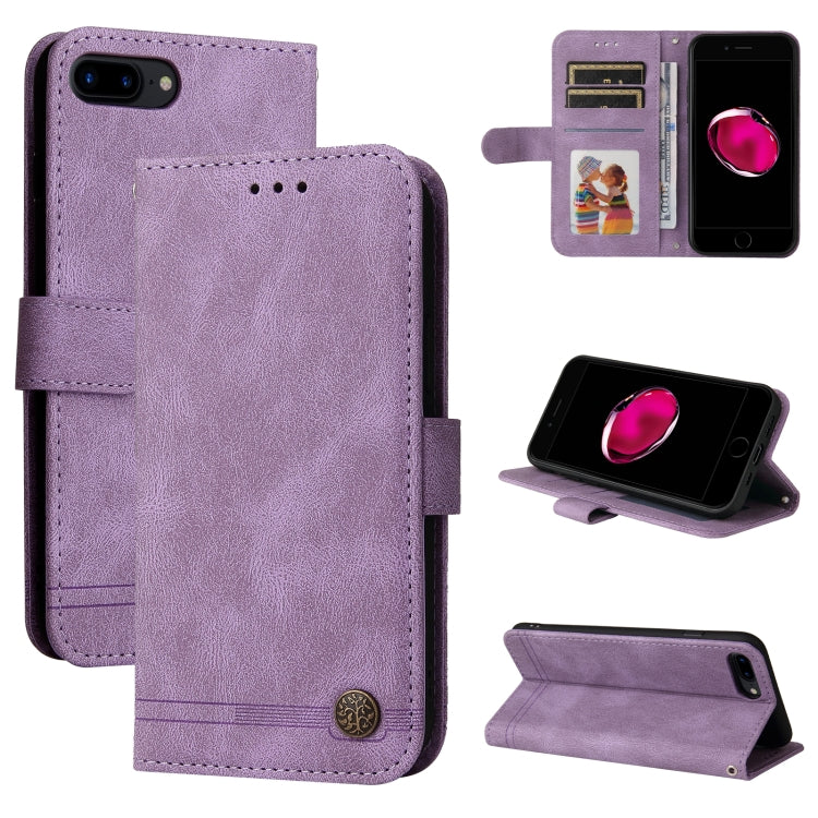 Skin Feel Life Tree Metal Button Horizontal Flip Leather Case with Holder & Card Slot & Wallet & Photo Frame & Strap, For iPhone 11 Pro Max, For iPhone SE 2022 / SE 2020 / 8 / 7, For iPhone 8 Plus / 7 Plus, For iPhone 6 / 6s, For iPhone 6 Plus / 6s Plus