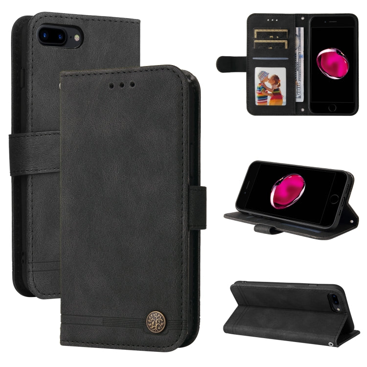 Skin Feel Life Tree Metal Button Horizontal Flip Leather Case with Holder & Card Slot & Wallet & Photo Frame & Strap, For iPhone 11 Pro Max, For iPhone SE 2022 / SE 2020 / 8 / 7, For iPhone 8 Plus / 7 Plus, For iPhone 6 / 6s, For iPhone 6 Plus / 6s Plus