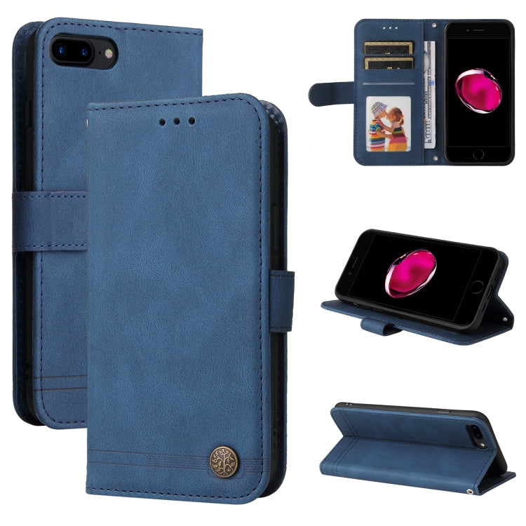 Skin Feel Life Tree Metal Button Horizontal Flip Leather Case with Holder & Card Slot & Wallet & Photo Frame & Strap, For iPhone 11 Pro Max, For iPhone SE 2022 / SE 2020 / 8 / 7, For iPhone 8 Plus / 7 Plus, For iPhone 6 / 6s, For iPhone 6 Plus / 6s Plus