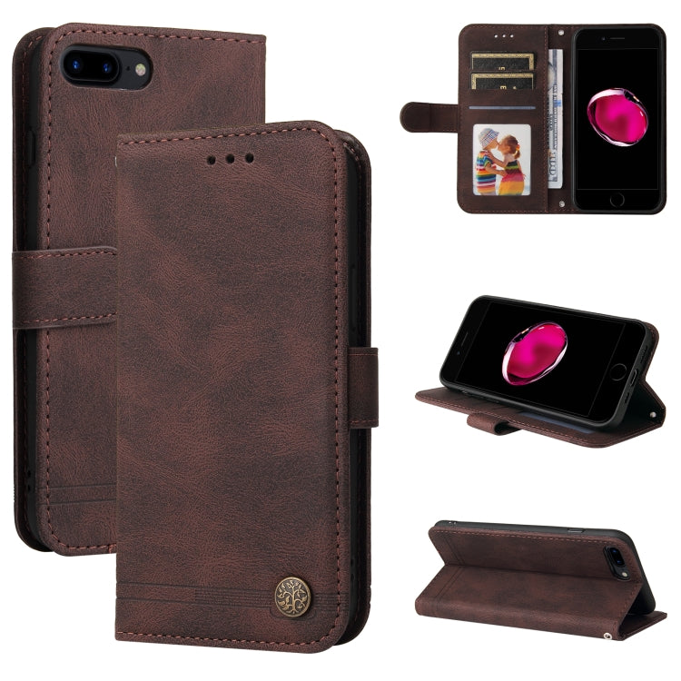 Skin Feel Life Tree Metal Button Horizontal Flip Leather Case with Holder & Card Slot & Wallet & Photo Frame & Strap, For iPhone 11 Pro Max, For iPhone SE 2022 / SE 2020 / 8 / 7, For iPhone 8 Plus / 7 Plus, For iPhone 6 / 6s, For iPhone 6 Plus / 6s Plus