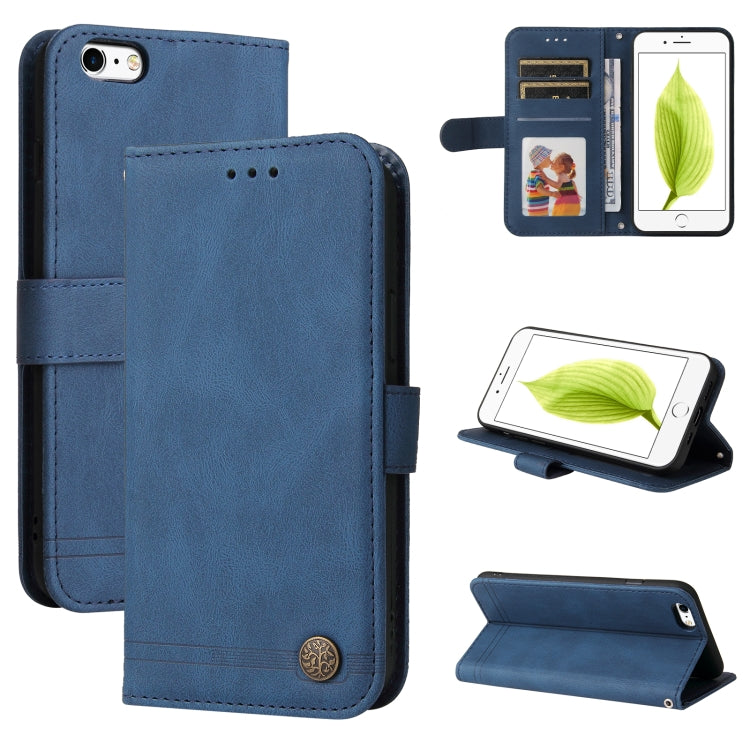 Skin Feel Life Tree Metal Button Horizontal Flip Leather Case with Holder & Card Slot & Wallet & Photo Frame & Strap, For iPhone 11 Pro Max, For iPhone SE 2022 / SE 2020 / 8 / 7, For iPhone 8 Plus / 7 Plus, For iPhone 6 / 6s, For iPhone 6 Plus / 6s Plus
