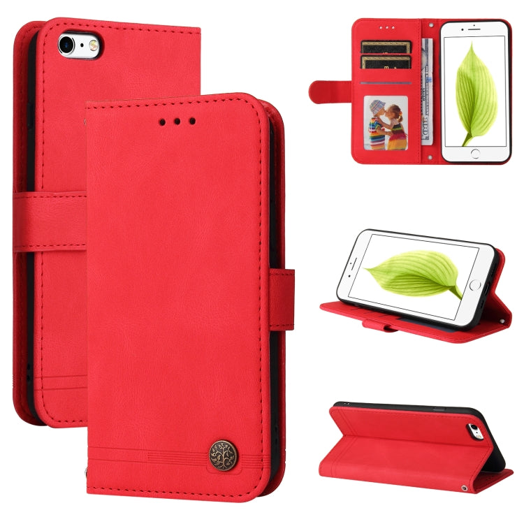 Skin Feel Life Tree Metal Button Horizontal Flip Leather Case with Holder & Card Slot & Wallet & Photo Frame & Strap, For iPhone 11 Pro Max, For iPhone SE 2022 / SE 2020 / 8 / 7, For iPhone 8 Plus / 7 Plus, For iPhone 6 / 6s, For iPhone 6 Plus / 6s Plus
