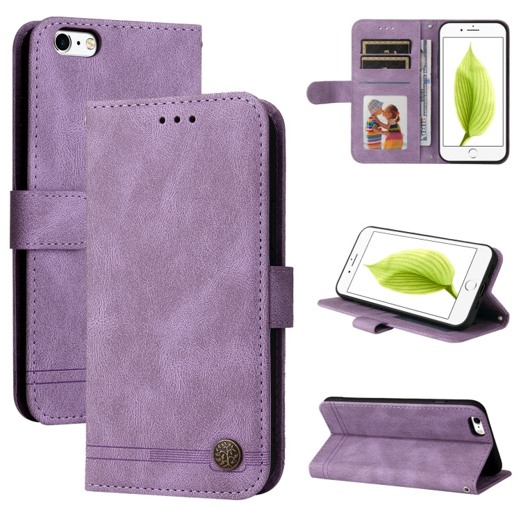 Skin Feel Life Tree Metal Button Horizontal Flip Leather Case with Holder & Card Slot & Wallet & Photo Frame & Strap, For iPhone 11 Pro Max, For iPhone SE 2022 / SE 2020 / 8 / 7, For iPhone 8 Plus / 7 Plus, For iPhone 6 / 6s, For iPhone 6 Plus / 6s Plus
