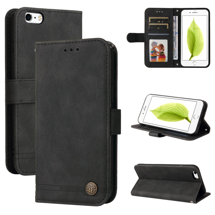Skin Feel Life Tree Metal Button Horizontal Flip Leather Case with Holder & Card Slot & Wallet & Photo Frame & Strap, For iPhone 11 Pro Max, For iPhone SE 2022 / SE 2020 / 8 / 7, For iPhone 8 Plus / 7 Plus, For iPhone 6 / 6s, For iPhone 6 Plus / 6s Plus