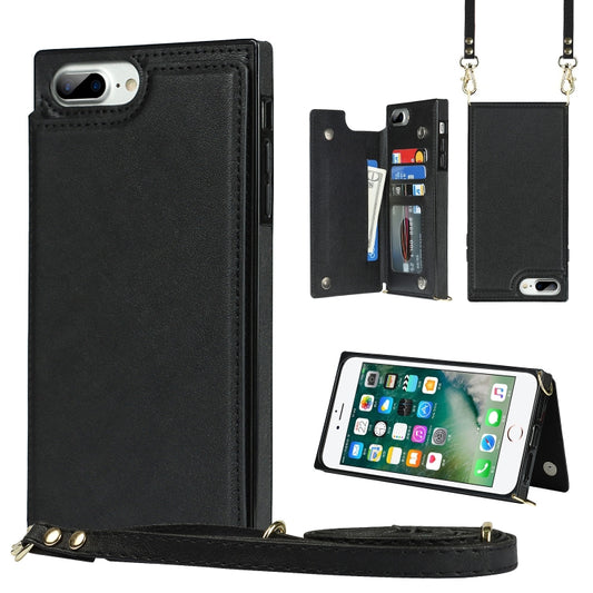 Cross-body Square Double Buckle Flip Card Bag TPU+PU Case with Card Slots & Wallet & Photo & Strap, For iPhone 8 Plus / 7 Plus, For iPhone SE 2022 / SE 2020 / 8 / 7, For iPhone 11, For iPhone 11 Pro, For iPhone 11 Pro Max, For iPhone 12 mini           ...