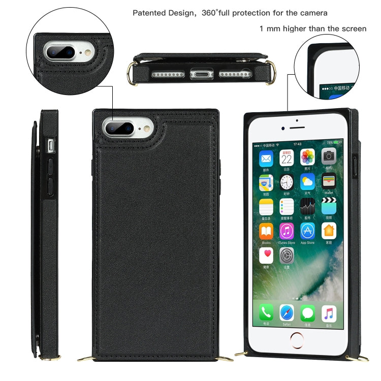 Cross-body Square Double Buckle Flip Card Bag TPU+PU Case with Card Slots & Wallet & Photo & Strap, For iPhone 8 Plus / 7 Plus, For iPhone SE 2022 / SE 2020 / 8 / 7, For iPhone 11, For iPhone 11 Pro, For iPhone 11 Pro Max, For iPhone 12 mini           ...