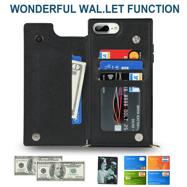 Cross-body Square Double Buckle Flip Card Bag TPU+PU Case with Card Slots & Wallet & Photo & Strap, For iPhone 8 Plus / 7 Plus, For iPhone SE 2022 / SE 2020 / 8 / 7, For iPhone 11, For iPhone 11 Pro, For iPhone 11 Pro Max, For iPhone 12 mini           ...