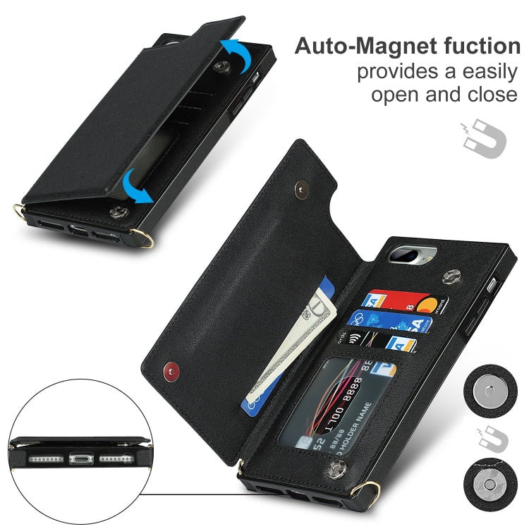 Cross-body Square Double Buckle Flip Card Bag TPU+PU Case with Card Slots & Wallet & Photo & Strap, For iPhone 8 Plus / 7 Plus, For iPhone SE 2022 / SE 2020 / 8 / 7, For iPhone 11, For iPhone 11 Pro, For iPhone 11 Pro Max, For iPhone 12 mini           ...