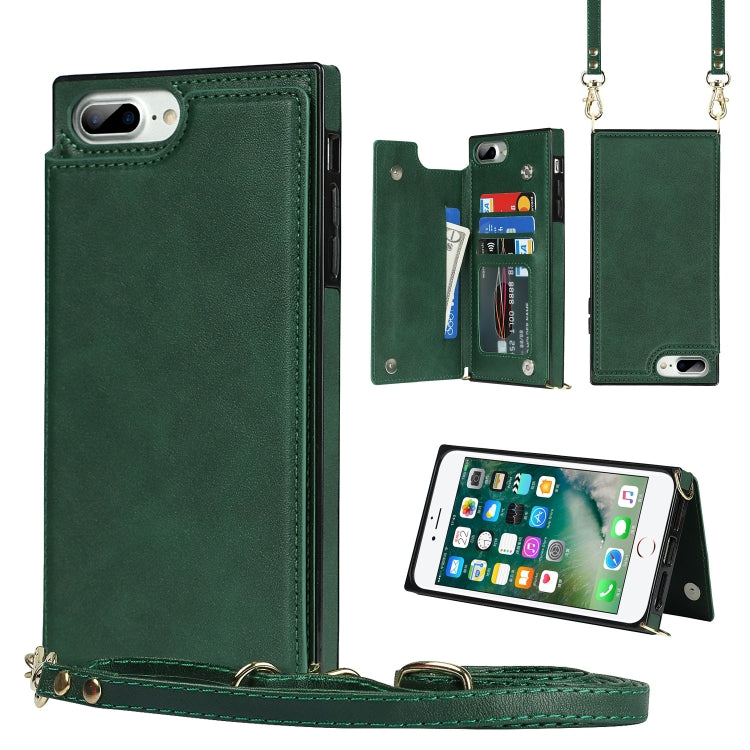 Cross-body Square Double Buckle Flip Card Bag TPU+PU Case with Card Slots & Wallet & Photo & Strap, For iPhone 8 Plus / 7 Plus, For iPhone SE 2022 / SE 2020 / 8 / 7, For iPhone 11, For iPhone 11 Pro, For iPhone 11 Pro Max, For iPhone 12 mini           ...