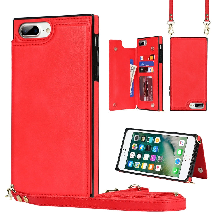 Cross-body Square Double Buckle Flip Card Bag TPU+PU Case with Card Slots & Wallet & Photo & Strap, For iPhone 8 Plus / 7 Plus, For iPhone SE 2022 / SE 2020 / 8 / 7, For iPhone 11, For iPhone 11 Pro, For iPhone 11 Pro Max, For iPhone 12 mini           ...