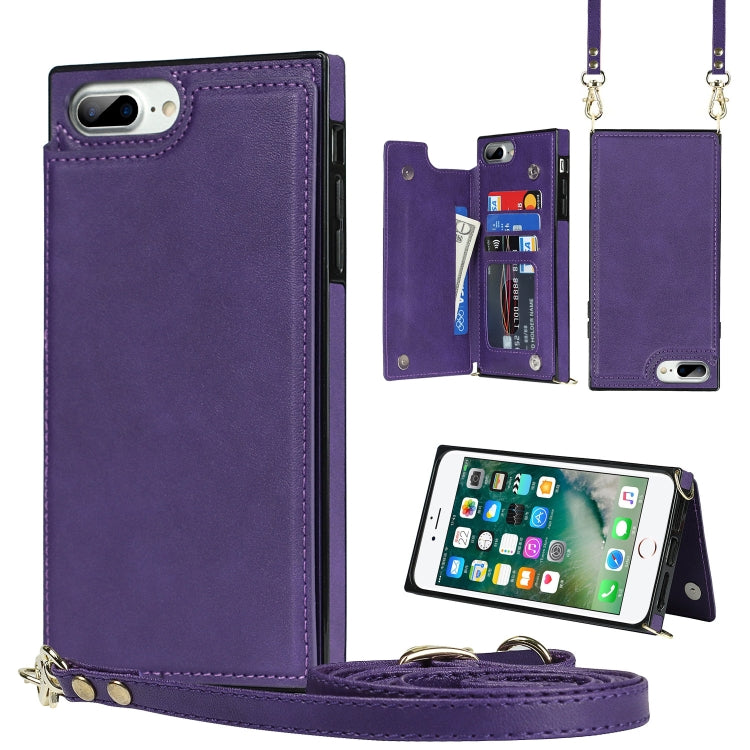 Cross-body Square Double Buckle Flip Card Bag TPU+PU Case with Card Slots & Wallet & Photo & Strap, For iPhone 8 Plus / 7 Plus, For iPhone SE 2022 / SE 2020 / 8 / 7, For iPhone 11, For iPhone 11 Pro, For iPhone 11 Pro Max, For iPhone 12 mini           ...