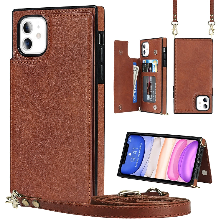 Cross-body Square Double Buckle Flip Card Bag TPU+PU Case with Card Slots & Wallet & Photo & Strap, For iPhone 8 Plus / 7 Plus, For iPhone SE 2022 / SE 2020 / 8 / 7, For iPhone 11, For iPhone 11 Pro, For iPhone 11 Pro Max, For iPhone 12 mini           ...
