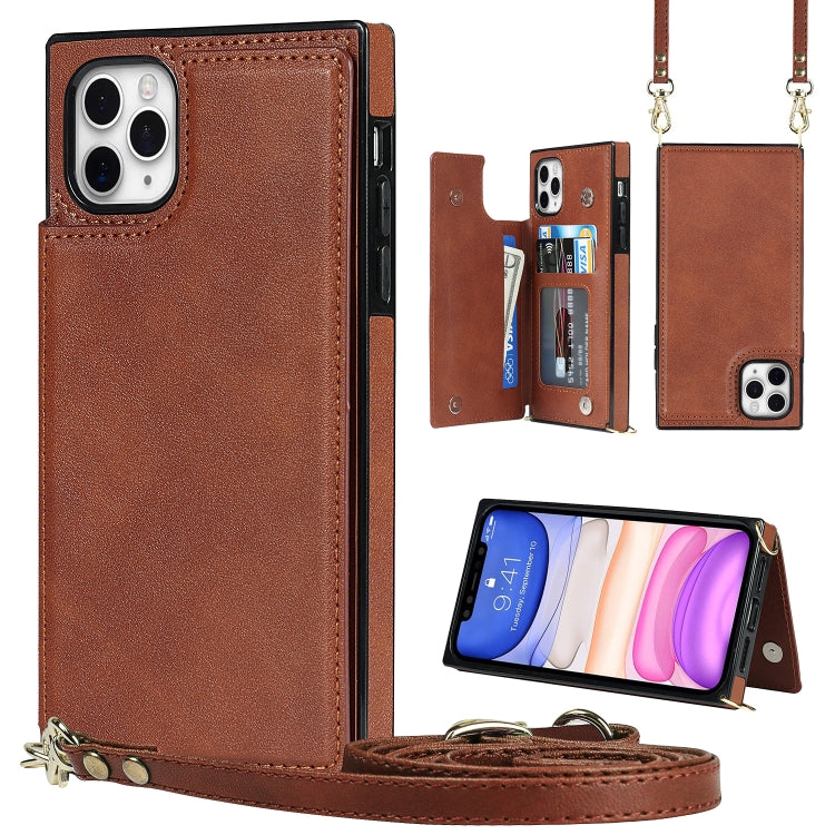 Cross-body Square Double Buckle Flip Card Bag TPU+PU Case with Card Slots & Wallet & Photo & Strap, For iPhone 8 Plus / 7 Plus, For iPhone SE 2022 / SE 2020 / 8 / 7, For iPhone 11, For iPhone 11 Pro, For iPhone 11 Pro Max, For iPhone 12 mini           ...