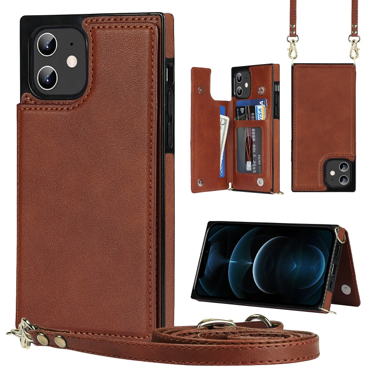 Cross-body Square Double Buckle Flip Card Bag TPU+PU Case with Card Slots & Wallet & Photo & Strap, For iPhone 8 Plus / 7 Plus, For iPhone SE 2022 / SE 2020 / 8 / 7, For iPhone 11, For iPhone 11 Pro, For iPhone 11 Pro Max, For iPhone 12 mini           ...