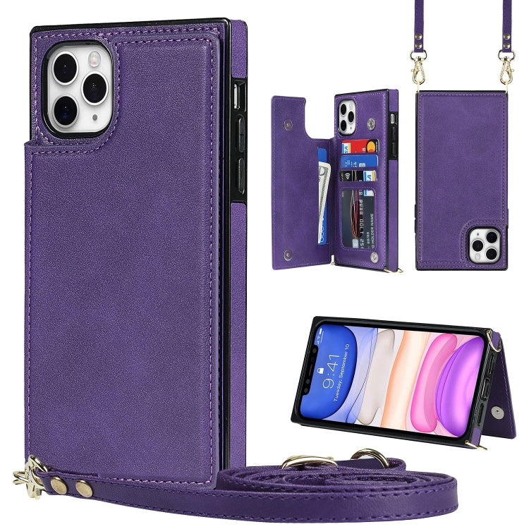 Cross-body Square Double Buckle Flip Card Bag TPU+PU Case with Card Slots & Wallet & Photo & Strap, For iPhone 8 Plus / 7 Plus, For iPhone SE 2022 / SE 2020 / 8 / 7, For iPhone 11, For iPhone 11 Pro, For iPhone 11 Pro Max, For iPhone 12 mini           ...