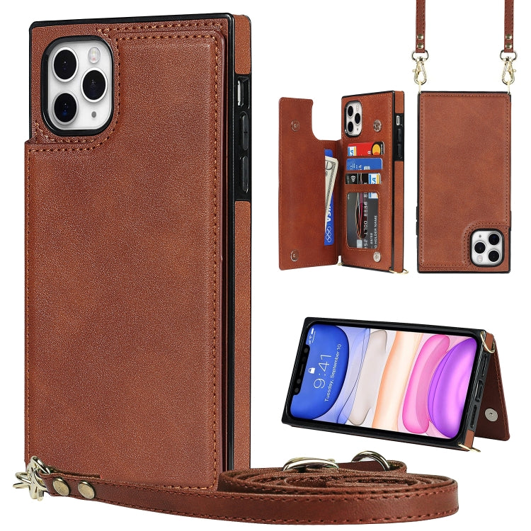 Cross-body Square Double Buckle Flip Card Bag TPU+PU Case with Card Slots & Wallet & Photo & Strap, For iPhone 8 Plus / 7 Plus, For iPhone SE 2022 / SE 2020 / 8 / 7, For iPhone 11, For iPhone 11 Pro, For iPhone 11 Pro Max, For iPhone 12 mini           ...