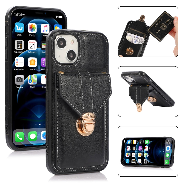 Fashion Buckle Protective Case with Holder & Card Slot & Wallet & Lanyard, For iPhone 13 Pro Max, For iPhone 13 Pro, For iPhone 13, For iPhone 13 mini