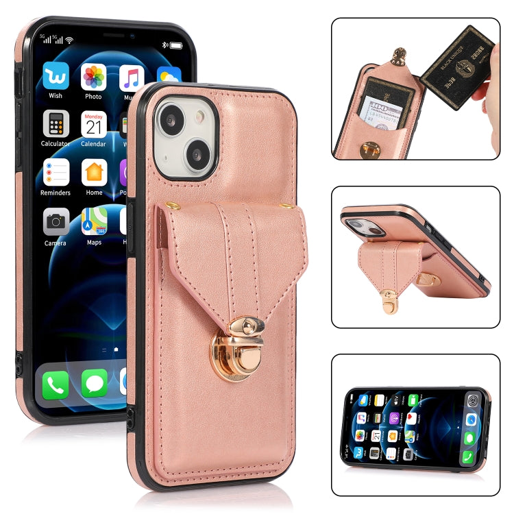 Fashion Buckle Protective Case with Holder & Card Slot & Wallet & Lanyard, For iPhone 13 Pro Max, For iPhone 13 Pro, For iPhone 13, For iPhone 13 mini