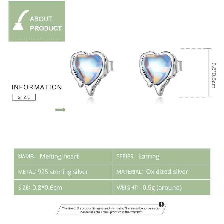 S925 Sterling Silver Heart Shaped Moonstone Women Earrings