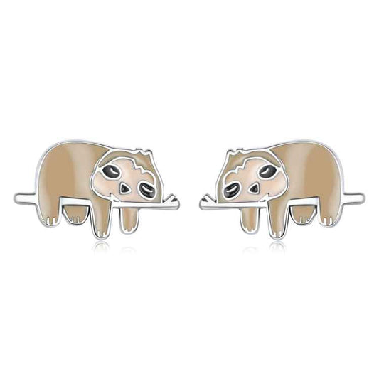 S925 Sterling Silver Cute Sloth Ear Studs Women Earrings