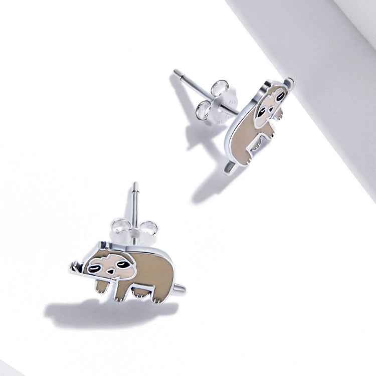 S925 Sterling Silver Cute Sloth Ear Studs Women Earrings