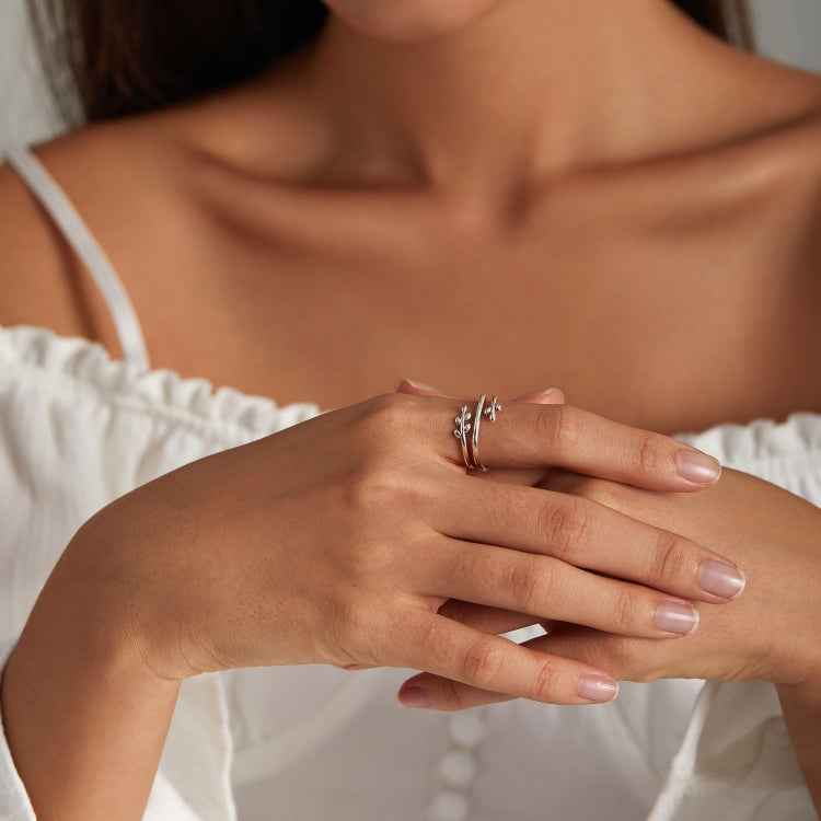 S925 Sterling Silver Multi-loop Wicker Women Open Ring