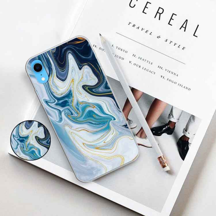 Embossed Varnished Marble TPU Protective Case with Holder