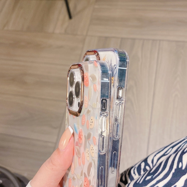 Glitter Powder Electroplating Flower Shockproof Phone Case, For iPhone 13, For iPhone 13 Pro, For iPhone 13 Pro Max, For iPhone 12 / 12 Pro, For iPhone 12 Pro Max, For iPhone 11