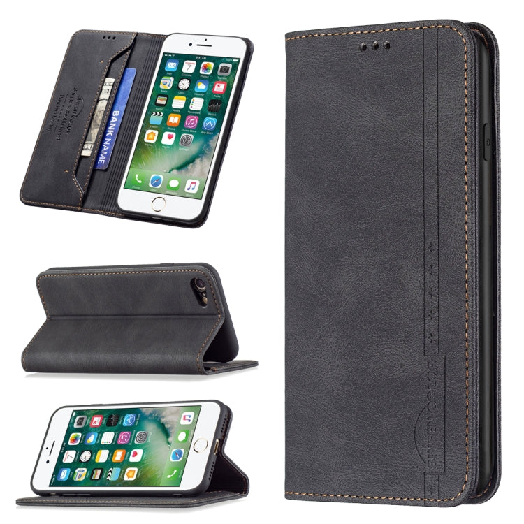 Magnetic RFID Blocking Anti-Theft Leather Case with Holder & Card Slots & Wallet, For iPhone XS Max, For iPhone SE 2022 / SE 2020 / 7 / 8, For iPhone 7 Plus / 8 Plus