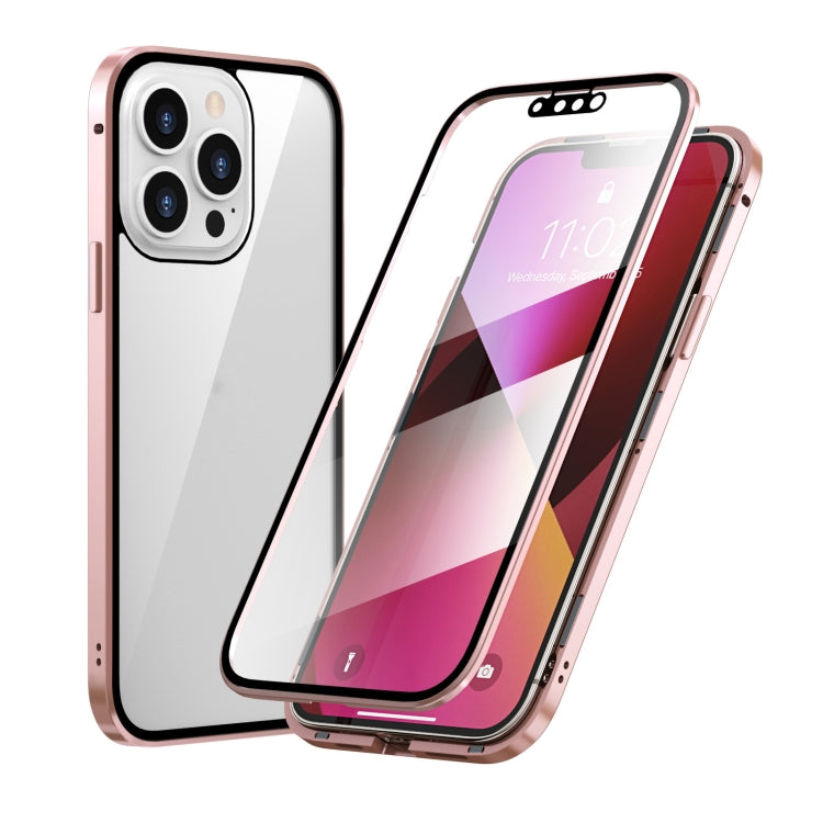 HD Magnetic Metal Frame Double-sided Tempered Glass Phone Case, For iPhone 13, For iPhone 13 Pro, For iPhone 13 Pro Max, For iPhone 13 mini