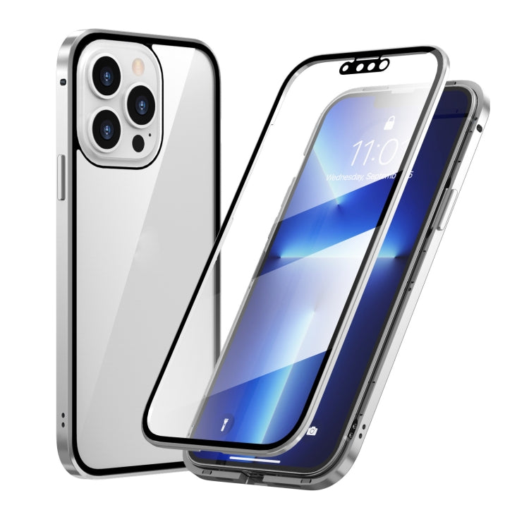 HD Magnetic Metal Frame Double-sided Tempered Glass Phone Case, For iPhone 13, For iPhone 13 Pro, For iPhone 13 Pro Max, For iPhone 13 mini