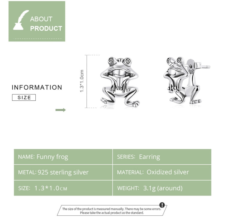 S925 Sterling Silver Fun Frog Ear Studs Women Earrings