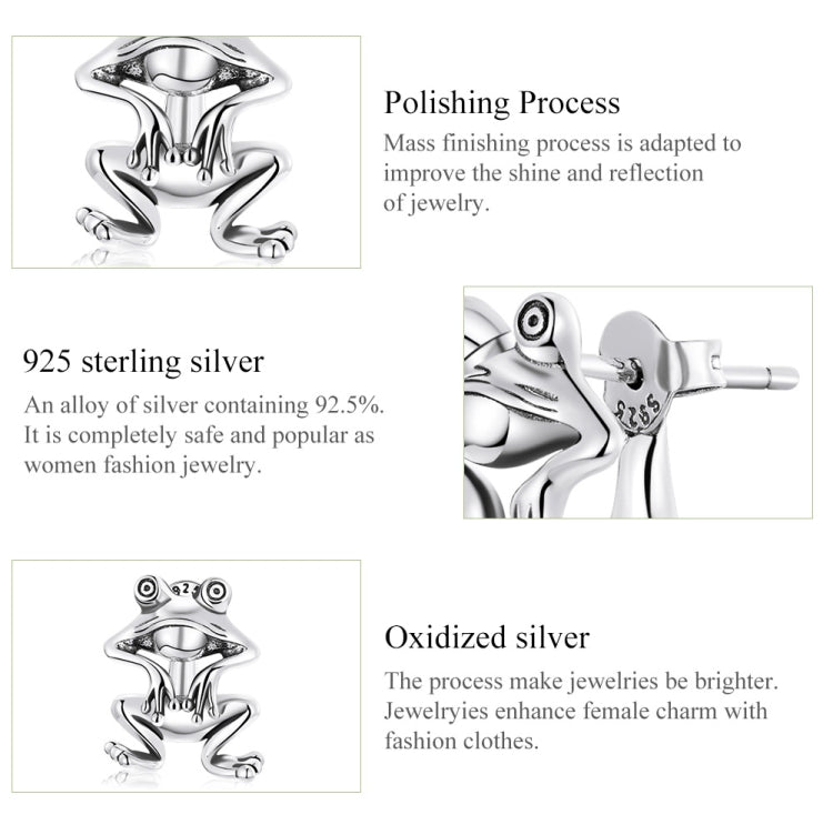 S925 Sterling Silver Fun Frog Ear Studs Women Earrings