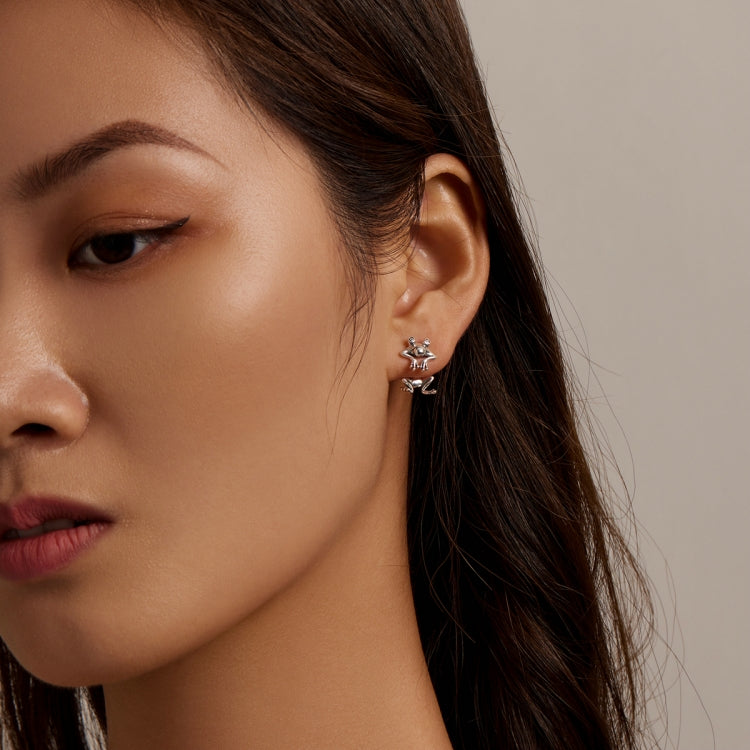 S925 Sterling Silver Fun Frog Ear Studs Women Earrings