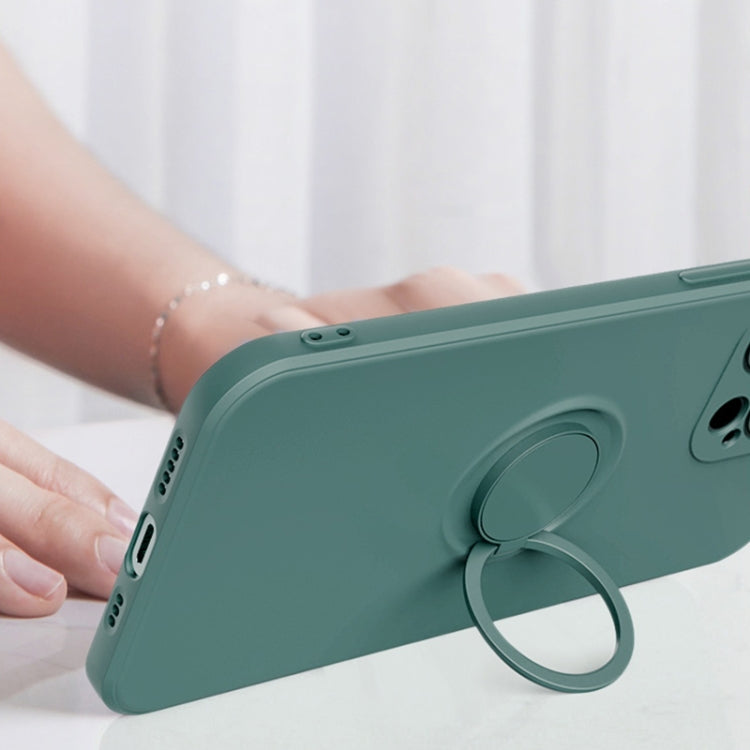 All-inclusive Liquid Silicone Phone Protective Case with Ring Holder & Lanyard, For iPhone 13 mini, For iPhone 13, For iPhone 13 Pro