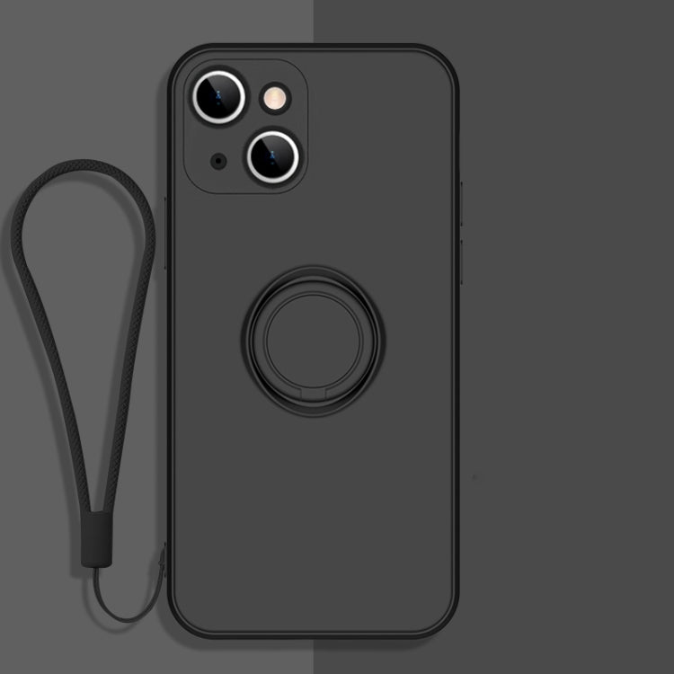 All-inclusive Liquid Silicone Phone Protective Case with Ring Holder & Lanyard, For iPhone 13 mini, For iPhone 13, For iPhone 13 Pro