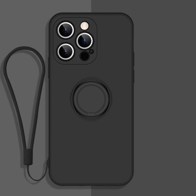 All-inclusive Liquid Silicone Phone Protective Case with Ring Holder & Lanyard, For iPhone 13 mini, For iPhone 13, For iPhone 13 Pro