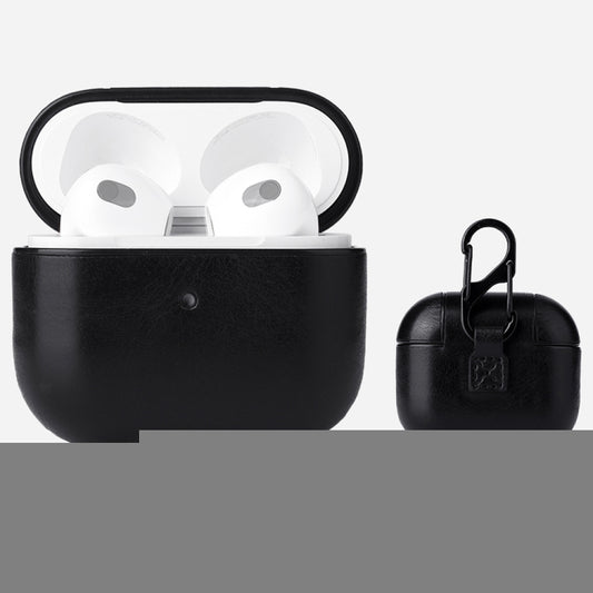 Crazy Horse Texture Earphone Protective Case with Hang Buckle For AirPods 3