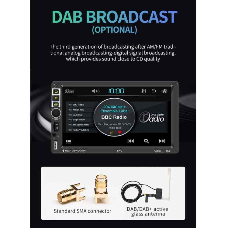 S-8802C 7 inch IPS Screen Car Android Player GPS Navigation Bluetooth Touch FM Radio, Support Mirror Link & FM & WIFI & Steering Wheel Control