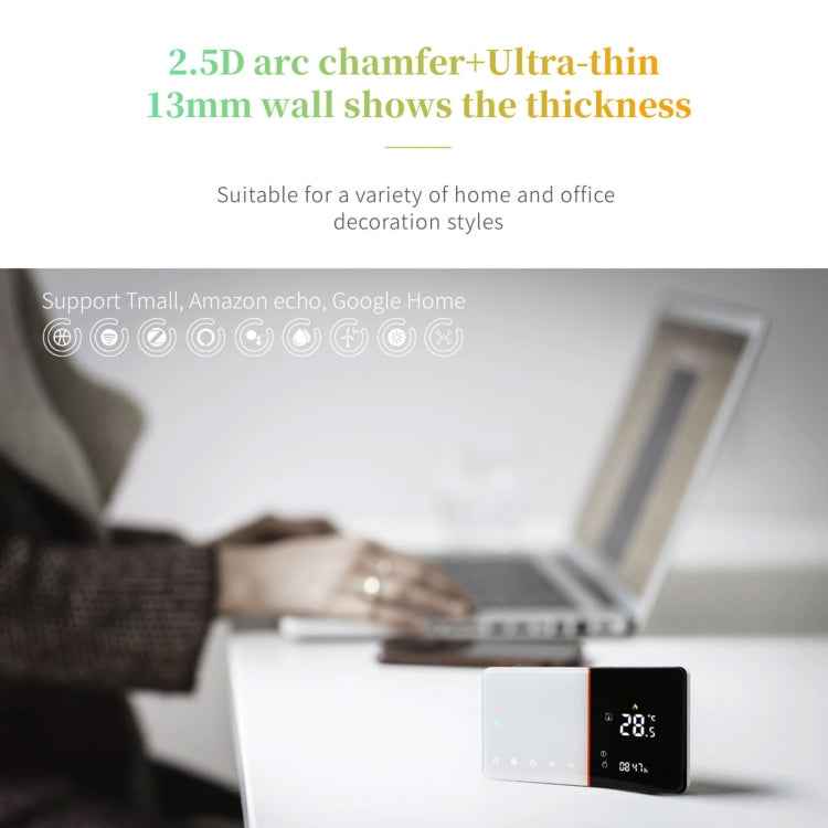 BHT-005-GCLW 220V AC 3A Smart Home Heating Thermostat for EU Box, Control Boiler Heating with Only Internal Sensor & WIFI Connection
