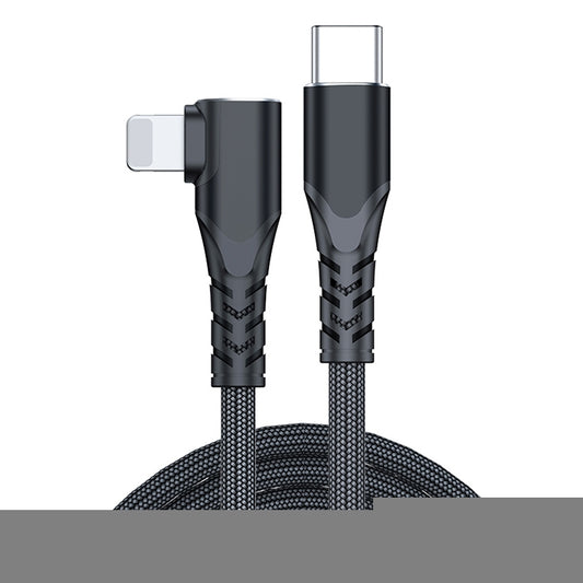 6A PD 20W USB-C / Type-C to 8 Pin Elbow Mobile Phone Data Cable, 1m, 2m