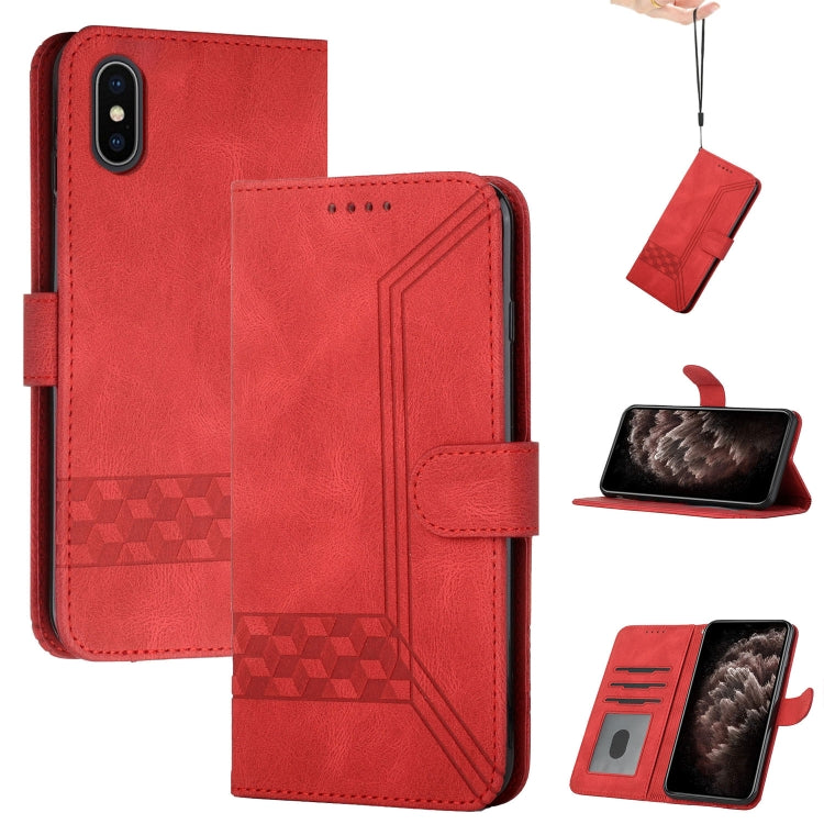 Cubic Skin Feel Flip Leather Phone Case, For iPhone 11 Pro Max, For iPhone X / XS, For iPhone XR, For iPhone XS Max, For iPhone SE 2022 / SE 2020 / 7 / 8, For iPhone 7 Plus / 8 Plus