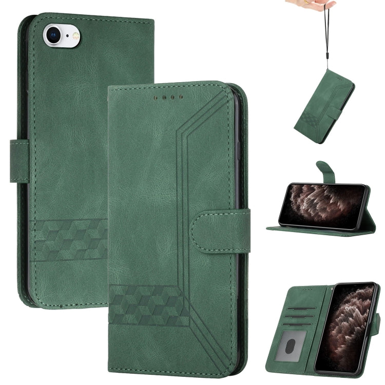 Cubic Skin Feel Flip Leather Phone Case, For iPhone 11 Pro Max, For iPhone X / XS, For iPhone XR, For iPhone XS Max, For iPhone SE 2022 / SE 2020 / 7 / 8, For iPhone 7 Plus / 8 Plus