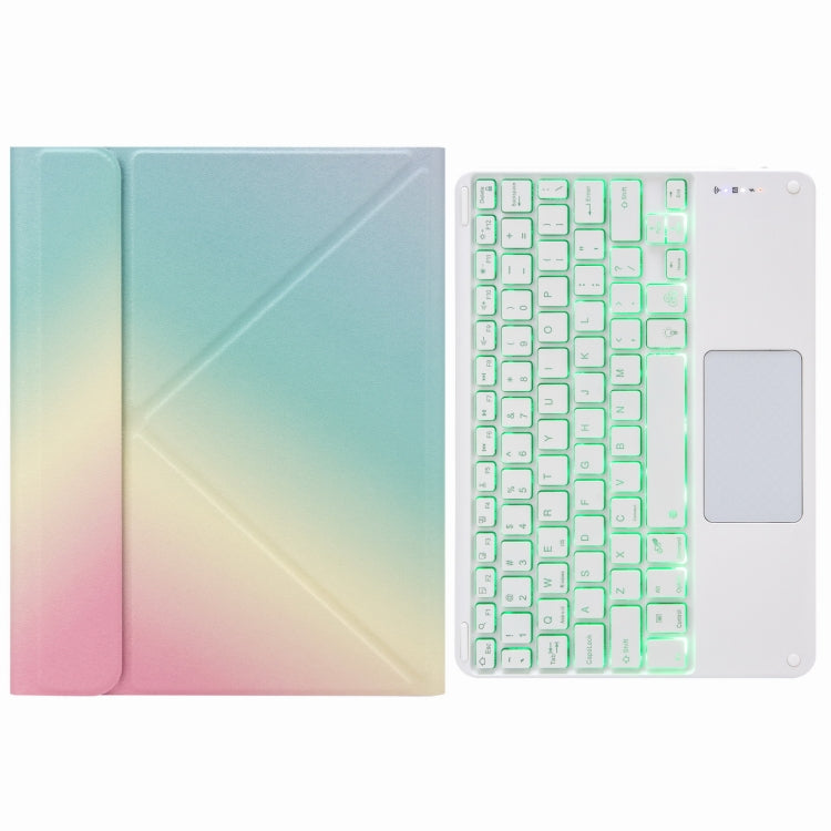 H-102CS Touch Backlight Bluetooth Keyboard Leather Case with Rear Three-fold Holder, For iPad 10.2 2020 & 2019 / Pro 10.5 inch