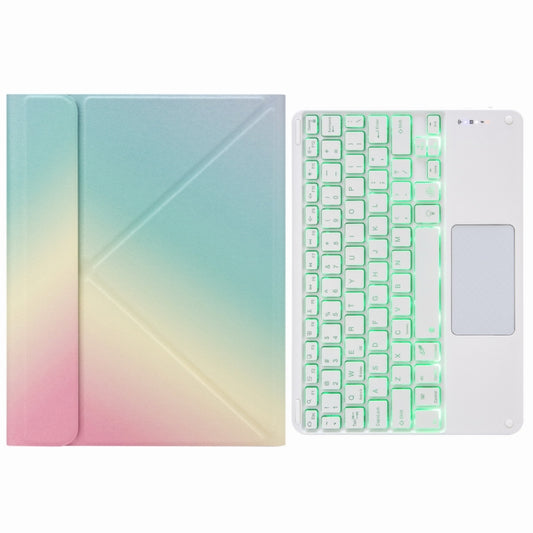 H-097CS Touch Backlight Bluetooth Keyboard Leather Case with Rear Three-fold Holder, For iPad 9.7 2018 & 2017, For iPad Pro 11 inch 2021 & 2020 & 2018 / Air 2020 10.9