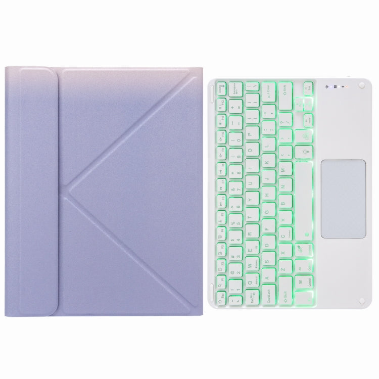 H-097CS Touch Backlight Bluetooth Keyboard Leather Case with Rear Three-fold Holder, For iPad 9.7 2018 & 2017, For iPad Pro 11 inch 2021 & 2020 & 2018 / Air 2020 10.9