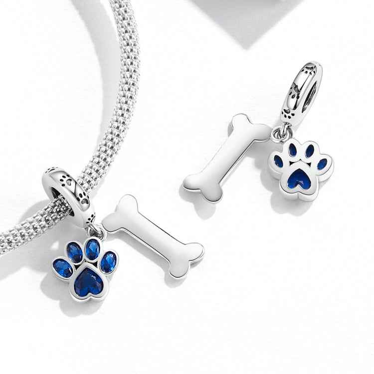 S925 Sterling Silver Dog Paw Bone Pendant DIY Bracelet Necklace Accessories
