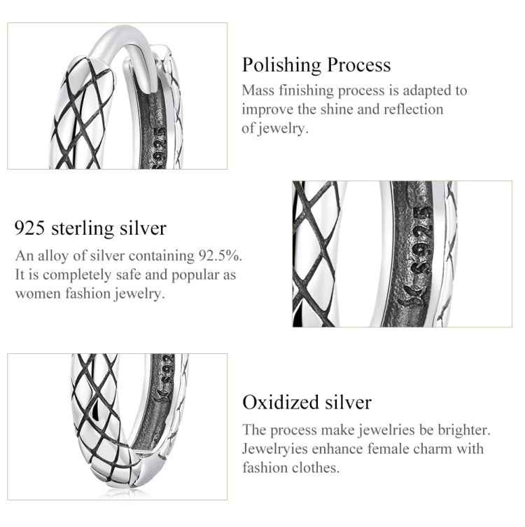 S925 Sterling Silver Snake Texture Ear Buckle Women Earrings