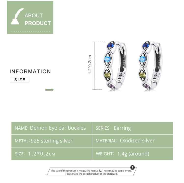S925 Sterling Silver Devil Eye Zircon Women Earrings