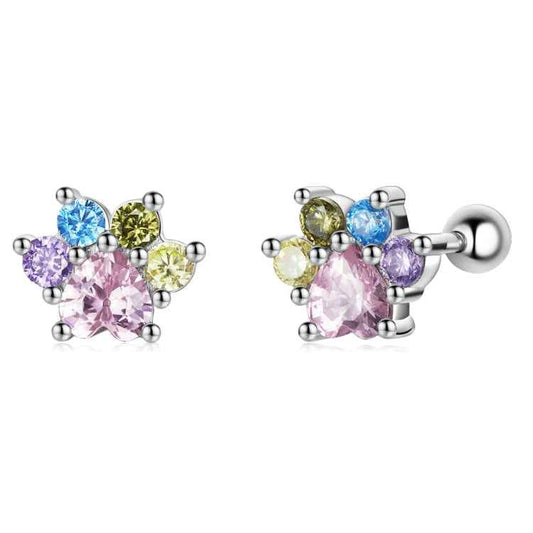 S925 Sterling Silver Color Zircon Cute Claw Ear Stud Women Earrings